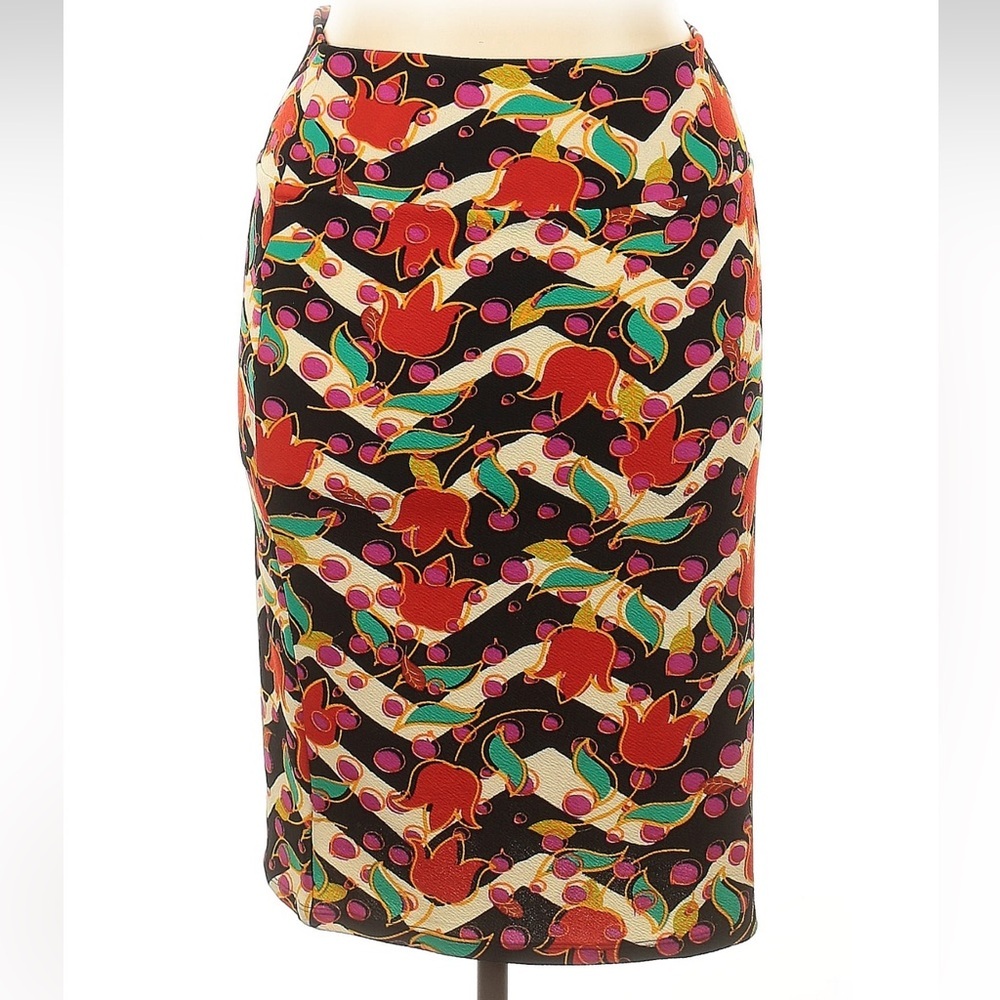 LuLaRoe Cassie Pencil Skirt Tulip Floral Zig Zag Garden Party Stretchy Size XL